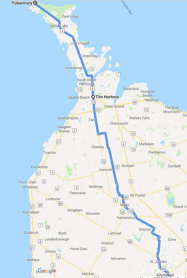 Route Kitchener-to-Tobermory